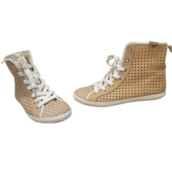 Keds x Kate Spade Brown Leather High Top Lace Up Fold Over Casual Sneakers sz 7 - Picture 1 of 7